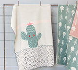 Embroidered Cactus Green Panda Blanket