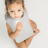Vegan Leather Toddler Bib in Pewter
