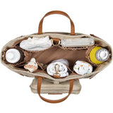 Andi 3-In-1 Stroller Organizer In Raw Linen with Tan Straps