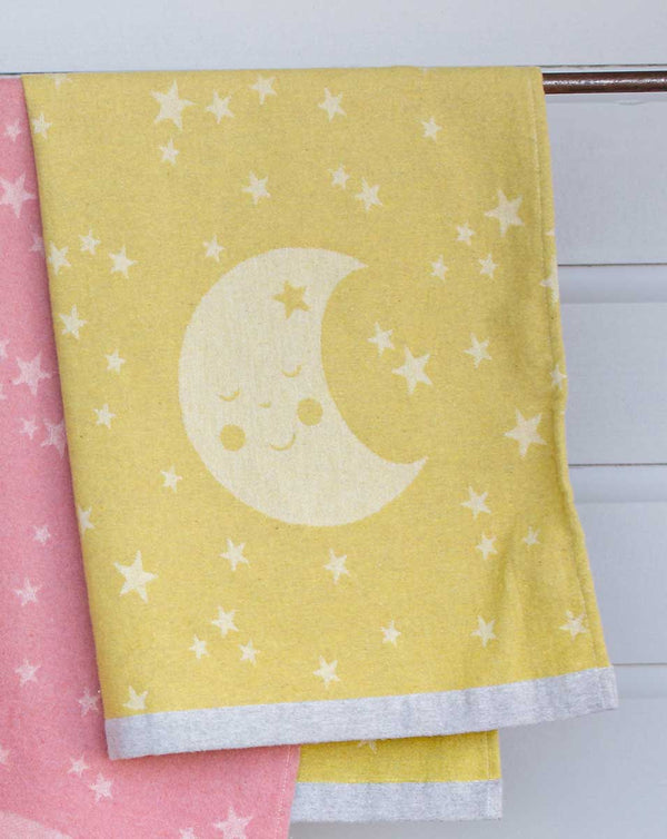 Moon and Stars Mustard Blanket