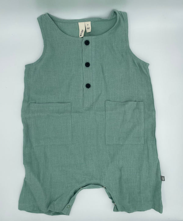 Kyte Baby linen Seafoam tank romper