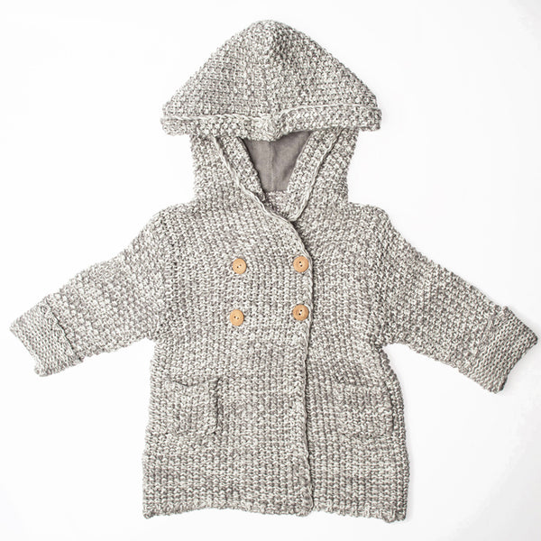 Crochet Knit Hoodie – Grey