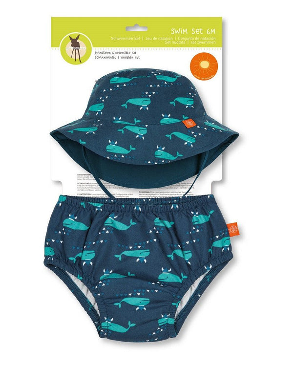 Swim Set - Blue Whale Sun Hat and Swim Diaper