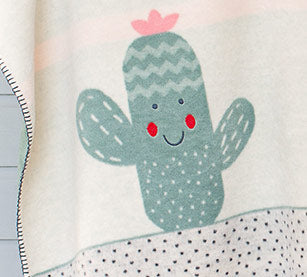 Embroidered Cactus Green Panda Blanket