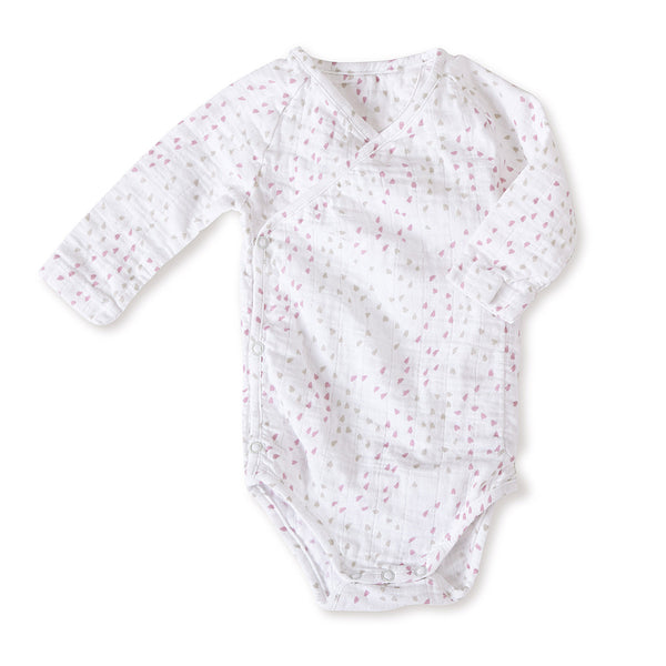 Lovely Mini Hearts - Long Sleeve Kimono Onesie