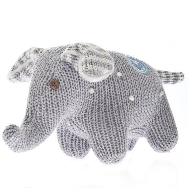 Knit Elephant Rattle Polka Dot Grey