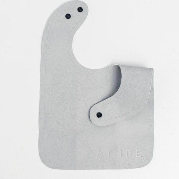 Vegan Leather Toddler Bib in Pewter