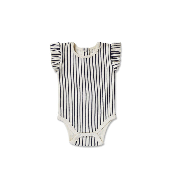 Stripes Away Ruffle Short Sleeve Onesie