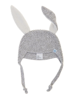Grey Crochet Knit Bunny Hat
