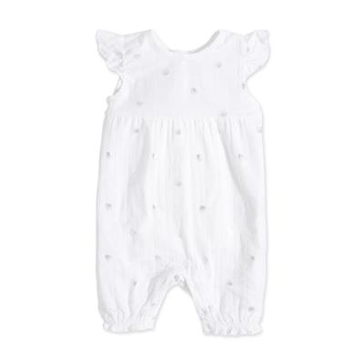 Metallic Silver Water Dot – Flutter Sleeve Romper