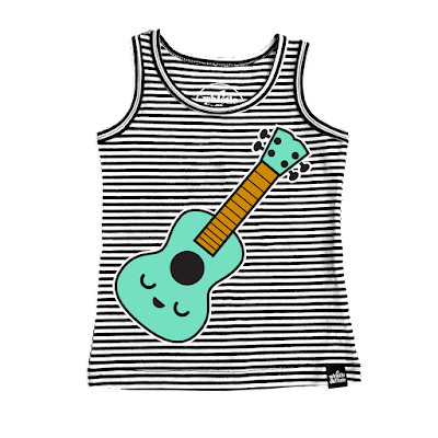 Kawaii Ukulele Striped Tank Top