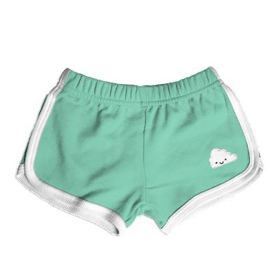 Kawaii Cloud Running Shorts - Seafoam